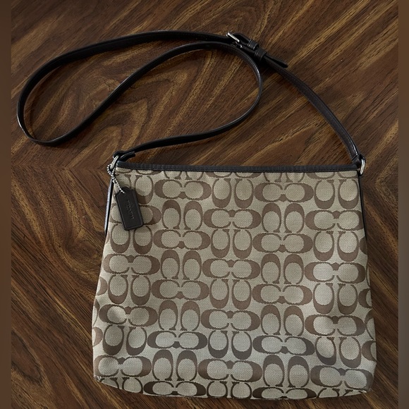 Coach Signature File Crossbody Bag - Brown/Khaki Canvas - Picture 2 of 10